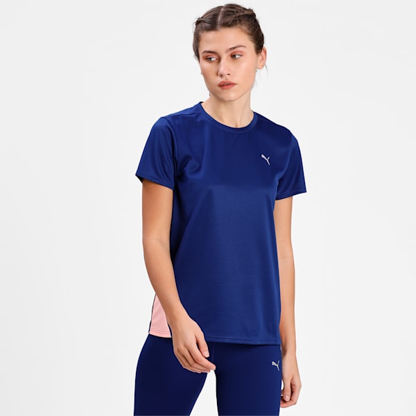 Favourite Short Sleeve Regular Fit Women's Running  T-shirt, Elektro Blue-Elektro Peach, extralarge-IND