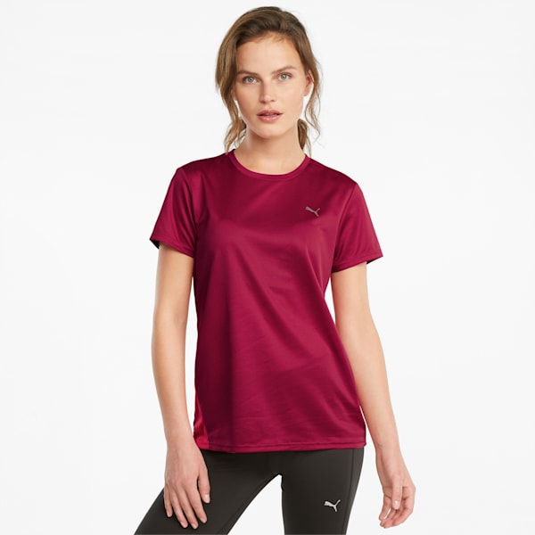 Favourite Short Sleeve Regular Fit Women's Running  T-shirt, Persian Red-Sunblaze