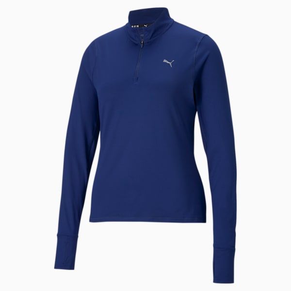 Favourite Quarter-Zip Women's Running Pullover, Elektro Blue, extralarge-IND