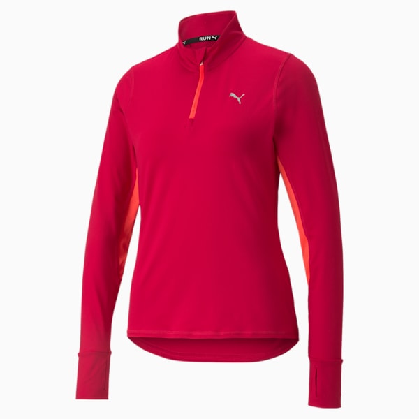 Favourite Quarter-Zip Women's Running Pullover, Persian Red-Sunblaze