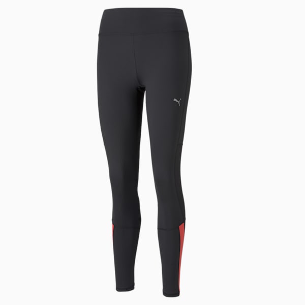 RUN Favourite Women's Running Tights, Puma Black-Sunblaze, extralarge-IND