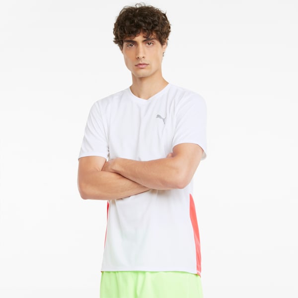 Favourite Short Sleeve Men's Running  T-shirt, Puma White-Sunblaze, extralarge-IND