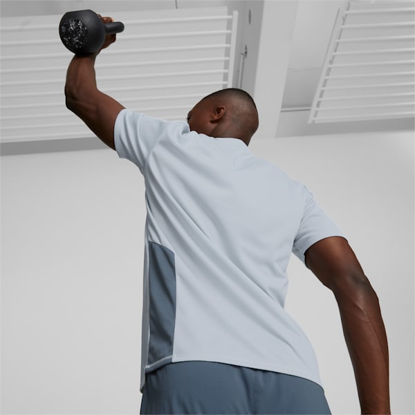 Favourite Short Sleeve Men's Running Tee, Platinum Gray-Evening Sky