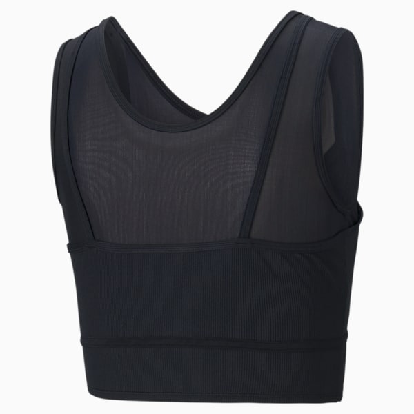 Studio Layered Women's Training Crop Top, Puma Black, extralarge-IND