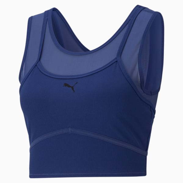 Studio Women's Layered Crop Top, Elektro Blue, extralarge