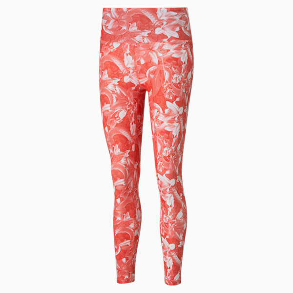 Untamed Women's AOP 7/8 Training Leggings, Georgia Peach-Fiery Coral-floral print, extralarge
