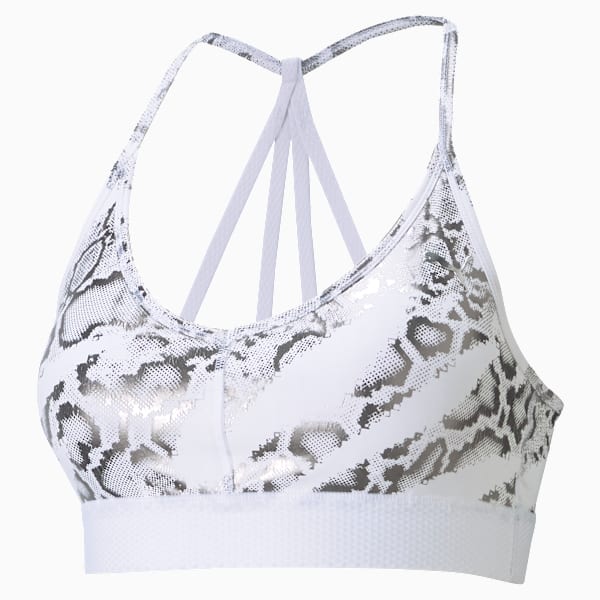 Top deportivo UNTAMED bajo impacto para Mujer, Puma White-CASTLEROCK-print, extralarge