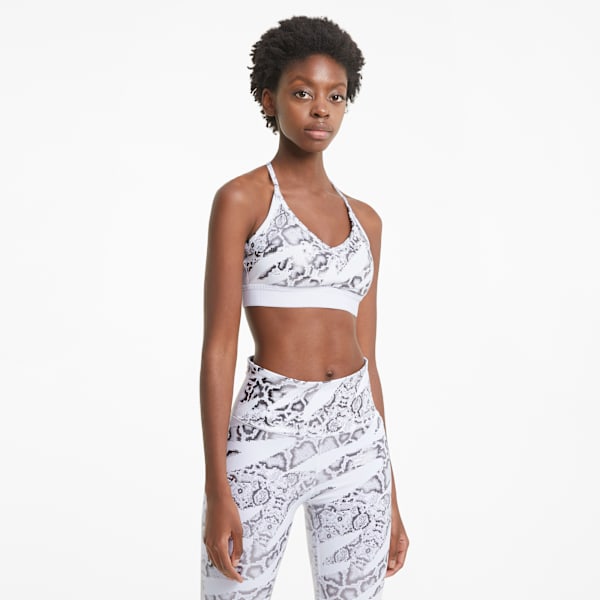 Top deportivo UNTAMED bajo impacto para Mujer, Puma White-CASTLEROCK-print, extralarge