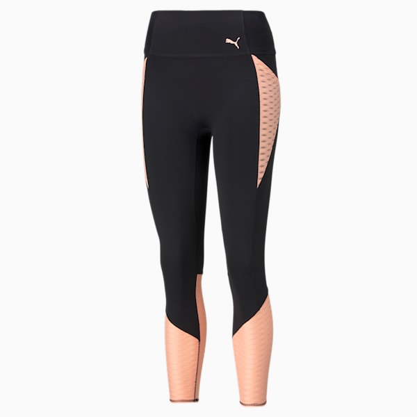 Flawless High Waist 7/8 Women's Training  Slim Tights, Puma Black-Elektro Peach, extralarge-IND