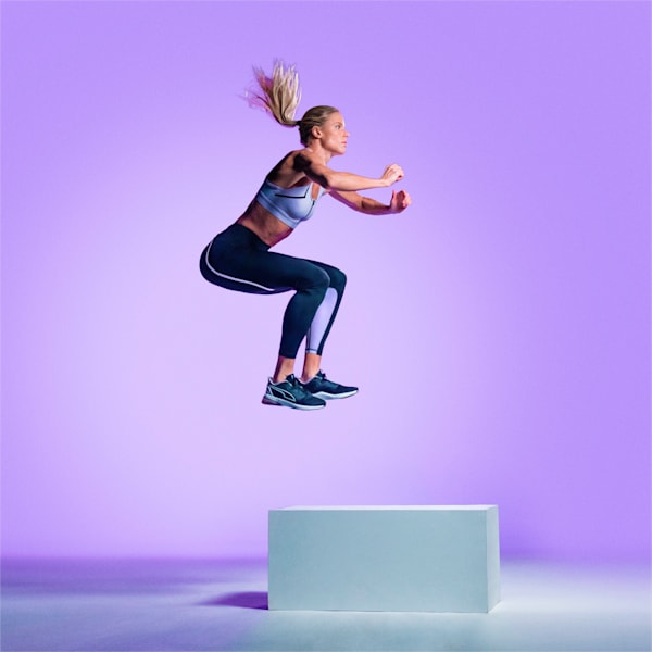 Bonded High Waist Full Length Women's Training Leggings, Puma Black-Light Lavender