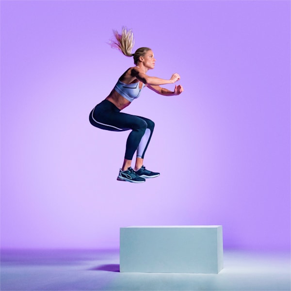 Train Women's Bonded High Waist Leggings, Puma Black-Light Lavender, extralarge