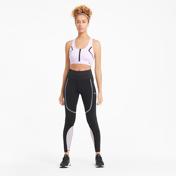 Bonded High Waist Full Length Women's Training Leggings, Puma Black-Light Lavender, extralarge-IND