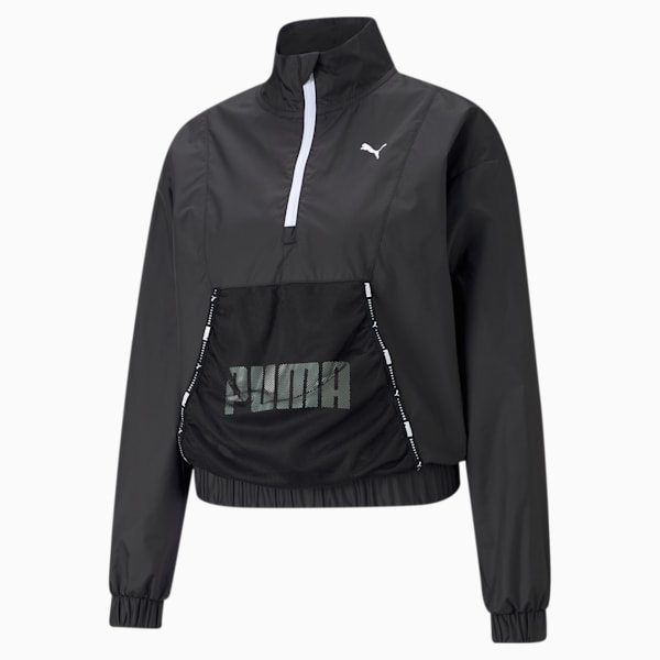 Train Logo Woven 1/4 Zip Women's Training Sweatshirt, Puma Black, extralarge-IND