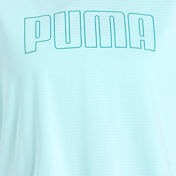 Logo Cap Sleeve Relaxed Fit Women's Training T-Shirt, Eggshell Blue-'PUMA' outline, extralarge-IND