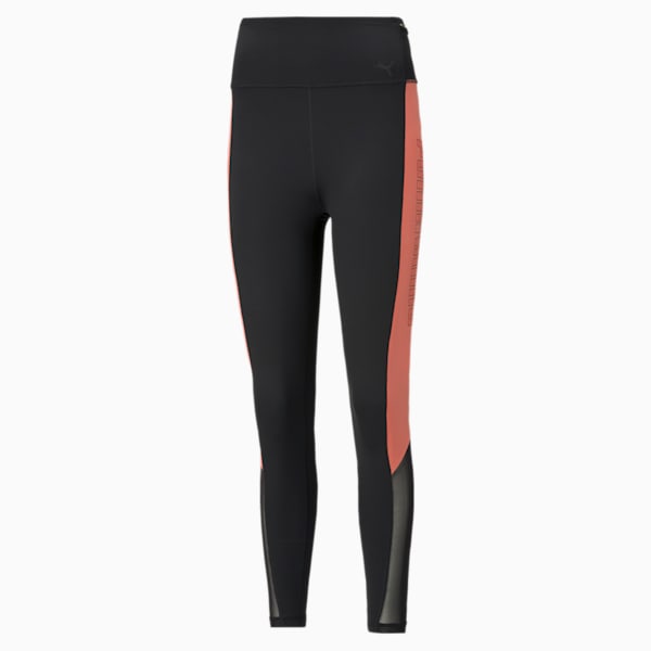 Logo Block 7/8 Women's Training Leggings, Puma Black-Georgia Peach