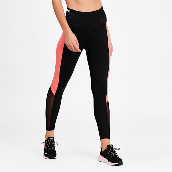 Logo Block 7/8 Women's Training Leggings, Puma Black-Georgia Peach
