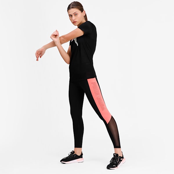 Logo Block 7/8 Women's Training Leggings, Puma Black-Georgia Peach