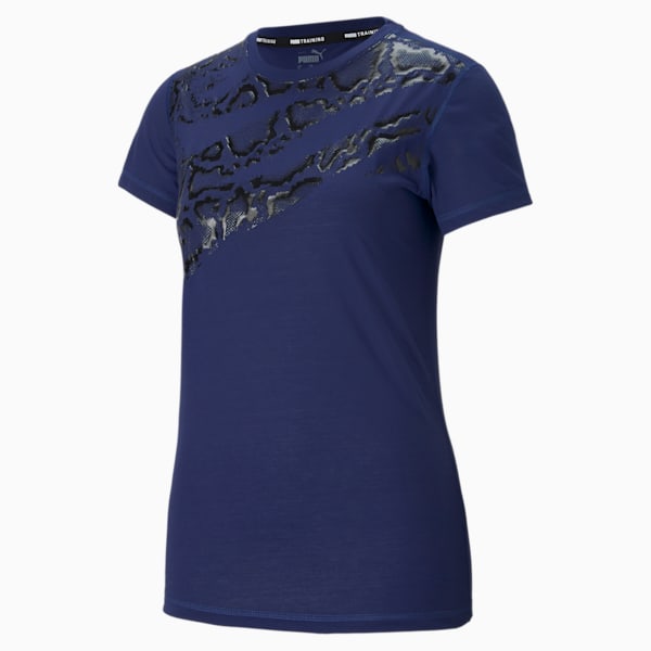 Performance Graphic Short Sleeve Women's Training  T-shirt, Elektro Blue-Untamed print, extralarge-IND