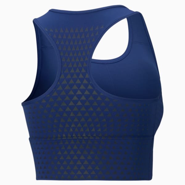 Long Line Mid Graphic Women's Training Bra, Elektro Blue-Puma Black-Diamond print, extralarge-IND