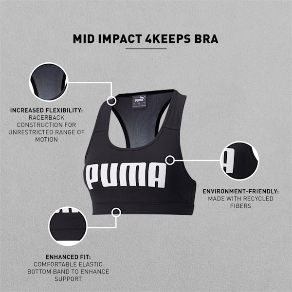 Mid Impact 4Keeps Women's Training Sports Bra, Puma Black, extralarge-IND