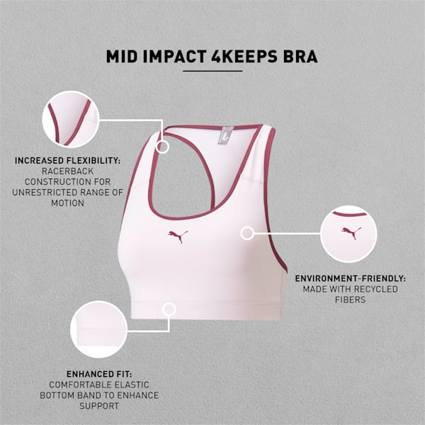 Mid Impact 4Keeps Women's Training Sports Bra, Lavender Fog-Grape Wine-PUMA, extralarge-IND