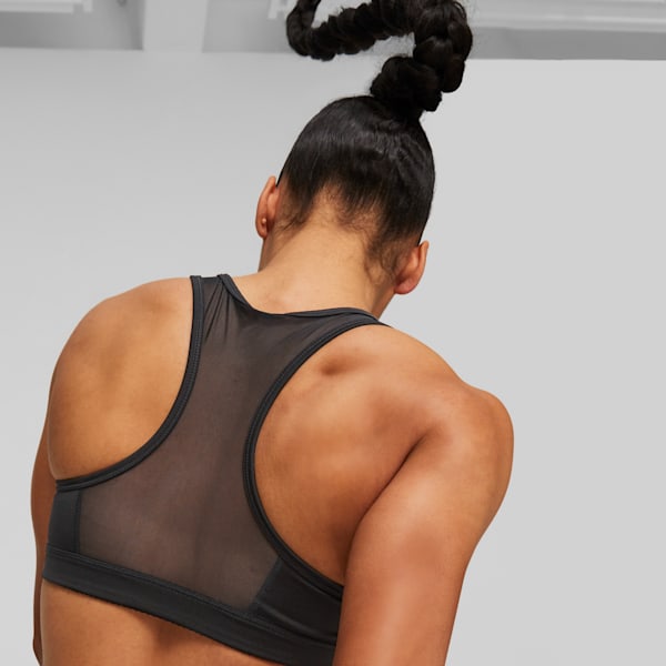 4Keeps Women's Mid Impact Sports Bra, Puma Black-white BIG CAT, extralarge