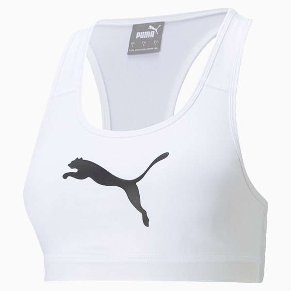 4Keeps Women's Mid Impact Sports Bra, Puma White-black BIG CAT, extralarge