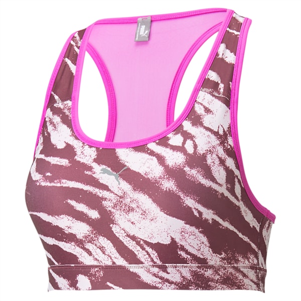 Mid 4Keeps Graphic Women's Training Sports Bra, Deep Orchid-Multi print, extralarge-IND