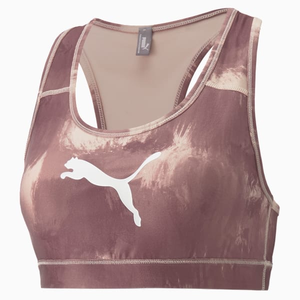 Mid 4Keeps Graphic Women's Training Sports Bra, Dusty Plum-Rose Quartz AOP, extralarge-IND