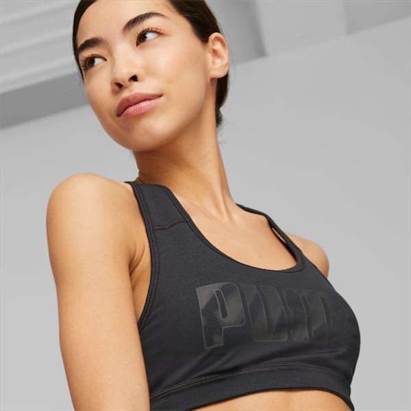 Mid 4Keeps Graphic Women's Training Sports Bra, PUMA Black-Monarch Puma Fill, extralarge-IND
