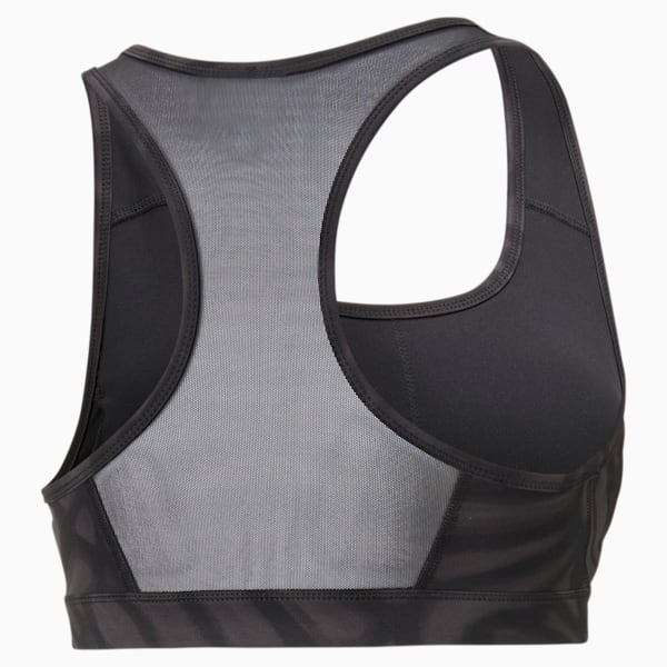 Mid 4Keeps Graphic  Training Bra, PUMA Black-Monarch AOP