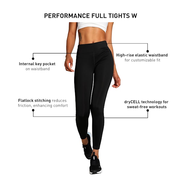 Women's Full-Length Training Leggings, Puma Black, extralarge-IND