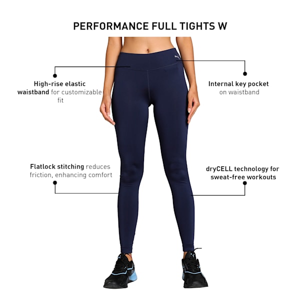 Women's Full-Length Training Leggings, Peacoat, extralarge-IND
