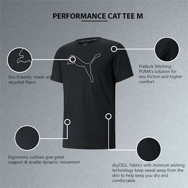 Performance Cat Men's Training T-shirt, Puma Black, extralarge-IND