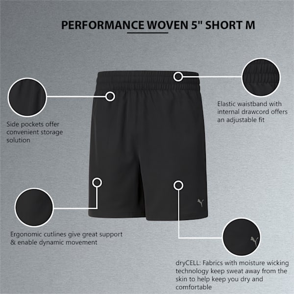 Performance Woven 5” Men's Training Shorts, Puma Black