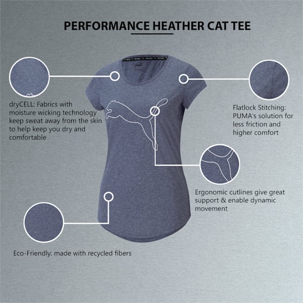 Performance Heather Cat Women's Training  T-shirt, Peacoat Heather, extralarge-IND