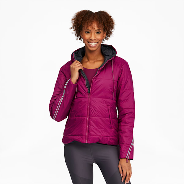 Forever Luxe Women's Hooded Training Jacket, Bright Berry-Ebony-Reversible, extralarge