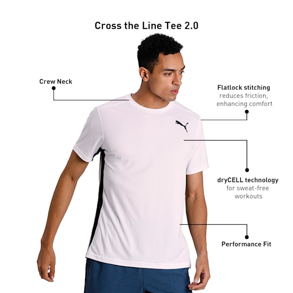 Cross the Line 2.0 Men's Track and Field Performance Fit T-shirt, Puma White-Puma Black, extralarge-IND