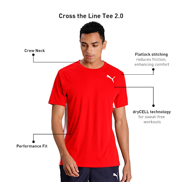 Cross the Line 2.0 Men's Track and Field Performance Fit T-shirt, Puma Red-Puma White, extralarge-IND
