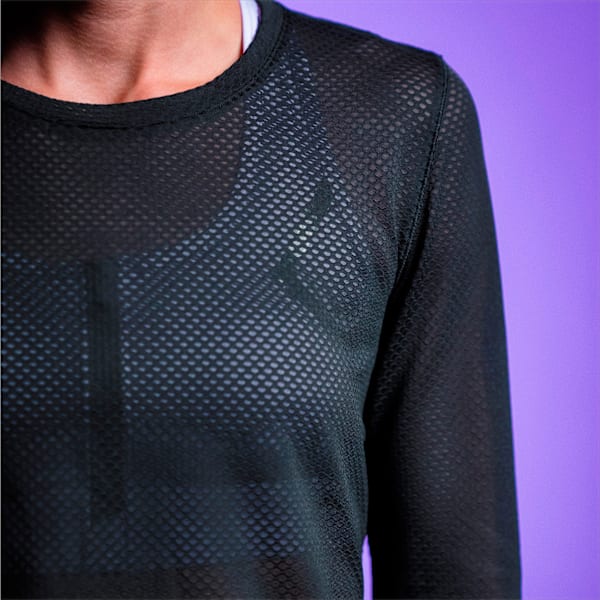 Nike Women's Black / White Pro Long-Sleeve Mesh T-Shirt