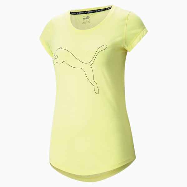 Performance Heather Cat Women's Training  T-shirt, SOFT FLUO YELLOW, extralarge-IND