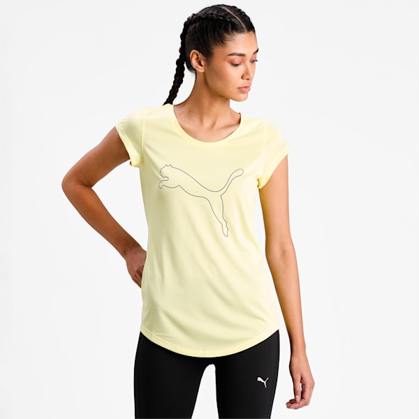 Performance Heather Cat Women's Training  T-shirt, SOFT FLUO YELLOW, extralarge-IND