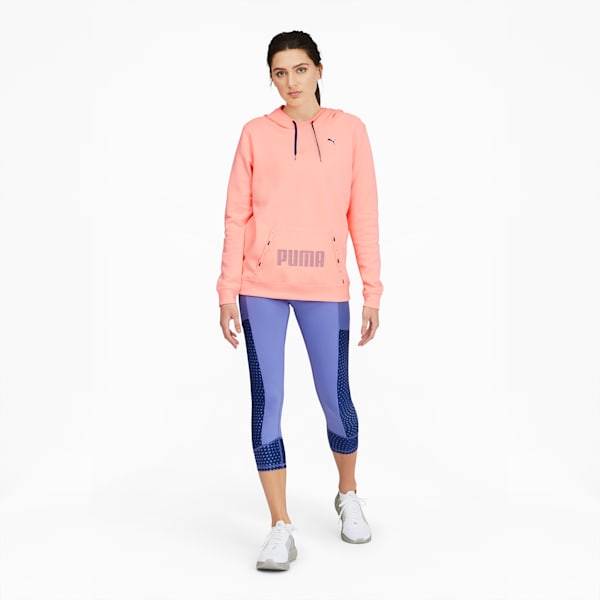 Logo Women's Training Hoodie, Elektro Peach, extralarge