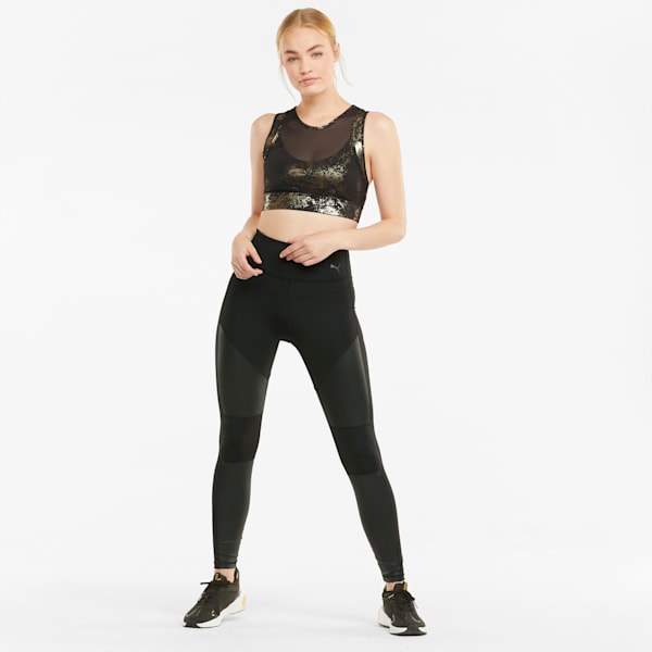 トレーニング FASHION LUXE ELLAVA ブラトップ 中サポート ウィメンズ, Puma Black-Puma Team Gold-Matte foil print