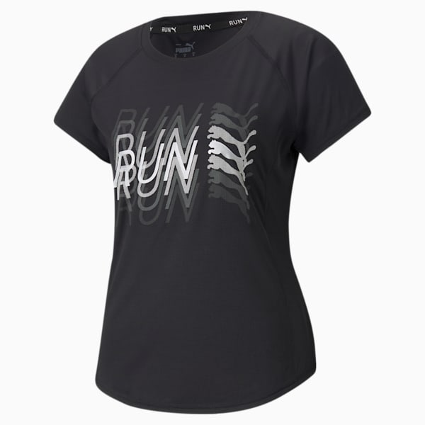 RUN Logo Short Sleeves Women's Slim T-Shirt, Puma Black, extralarge-IND