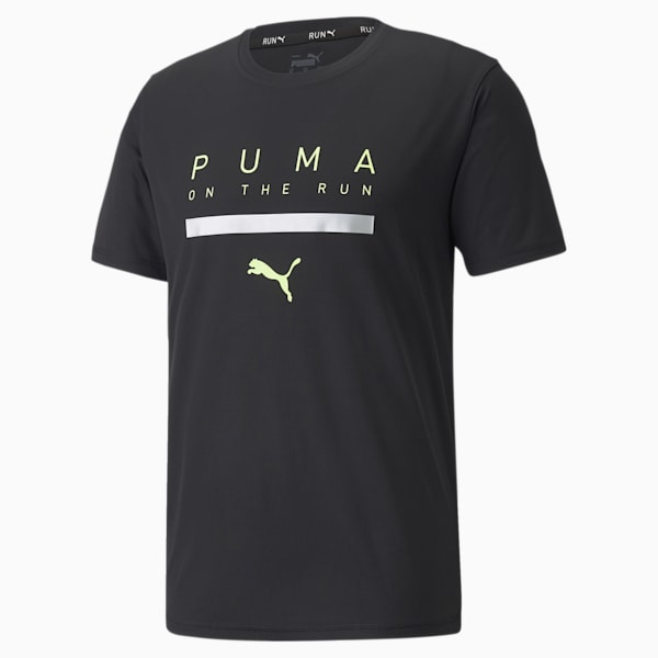 RUN Logo Shirt Sleeves Men's T-Shirt, Puma Black, extralarge-AUS