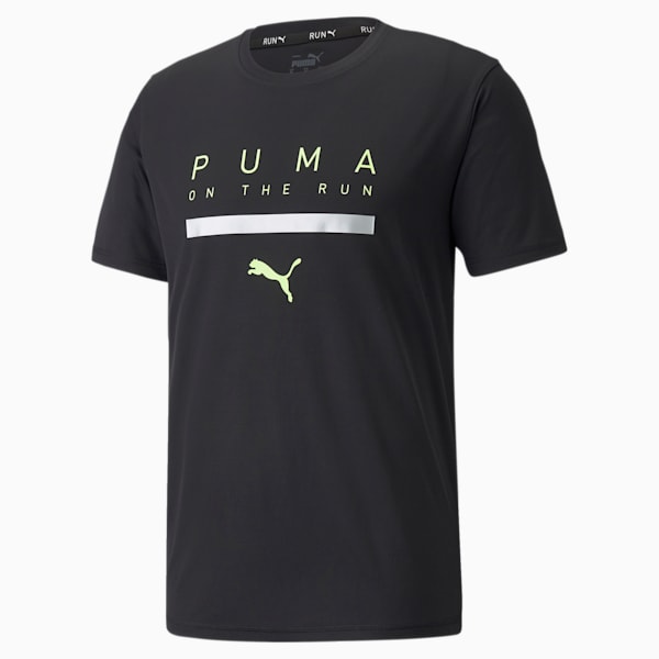 RUN Logo Shirt Sleeves Men's T-Shirt, Puma Black, extralarge-IND