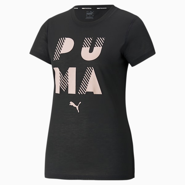 Performance Branded Relaxed Fit Women's Training T-Shirt, Puma Black