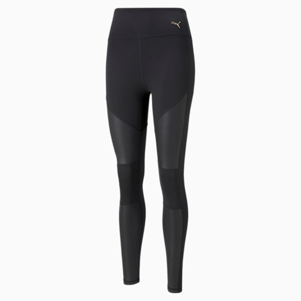 Moto High Waist Women's Full Slim Tights, Puma Black