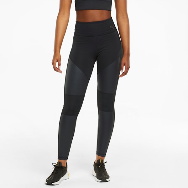 Moto High Waist Women's Full Slim Tights, Puma Black